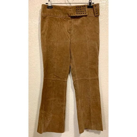 Mix It Vintage 90s Y2k Brown Leather Suede Flared Western Pants - Picture 1 of 8